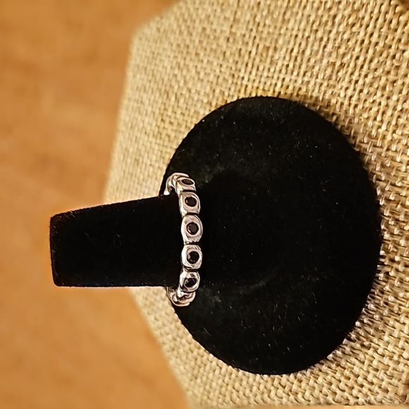 Retired Pandora Black Crystal Stackable Ring Sz 8 1/2 - Picture 1 of 4